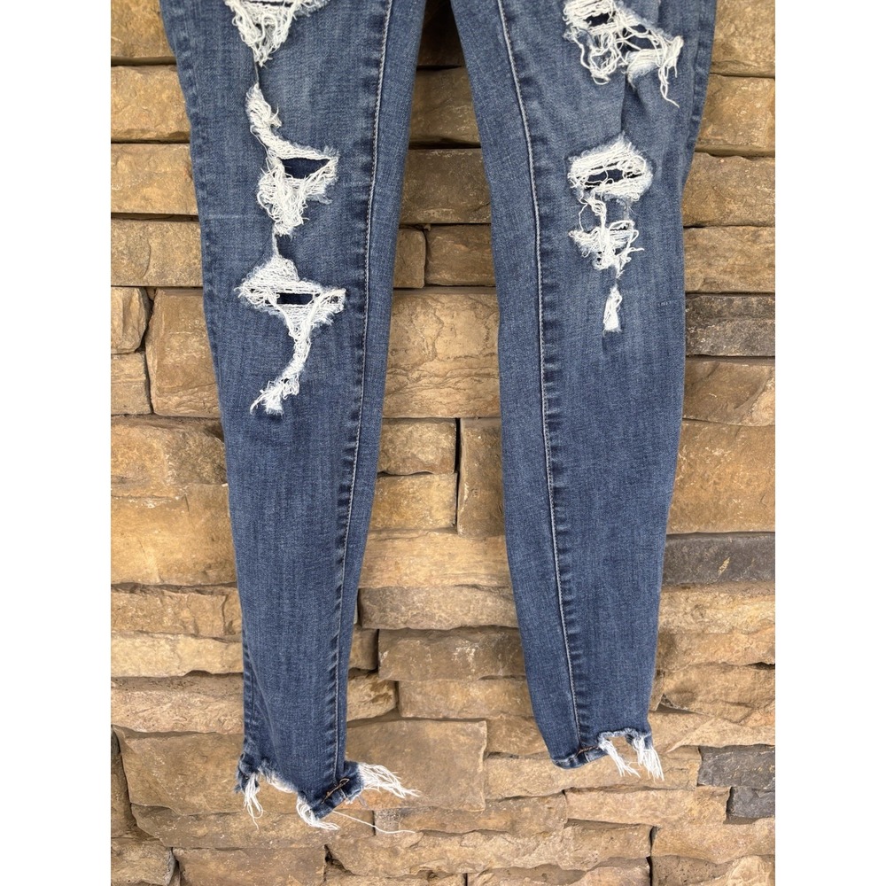 American Eagle super high rise jegging womens size 4 regular distressed stretch - Picture 3 of 10